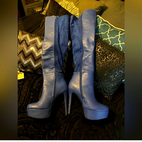 Blue platform women's boots Blue size 9 SCENE - Picture 2 of 2